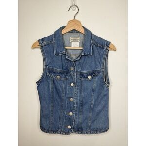 Vintage Denim Jean Vest Small Made in USA Biker Motorcycle Western Rodeo Cowgirl